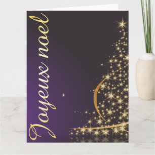 Lila Weihnachtsmotiv mit goldenem Weihnachtsbaum Karte