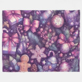 Lila Weihnachtsmotive Fleecedecke (Vorderseite (Horizontal))
