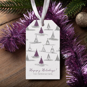 Lila Weihnachtsmuster#5 ID1009 Geschenkanhänger