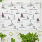 Lila Weihnachtsmuster#5 ID1009 Geschirrtuch (Gefaltet)