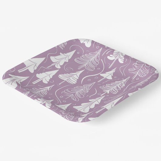 Lila Weihnachtsmuster#6 ID1009 Pappteller (Gewinkelt)