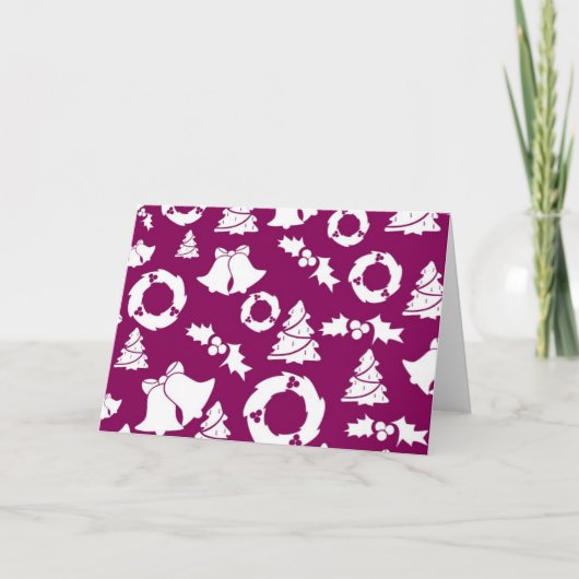 Lila Weihnachtsmuster Feiertagskarte (Vorderseite)