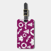 Lila Weihnachtsmuster Gepäckanhänger (Vorderseite vertikal)