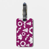 Lila Weihnachtsmuster Gepäckanhänger (Rückseite vertikal)