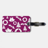 Lila Weihnachtsmuster Gepäckanhänger (Rückseite horizontal)