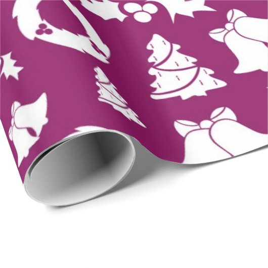 Lila Weihnachtsmuster Geschenkpapier (Rolleneckpunkt)