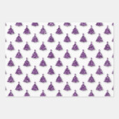 Lila Weihnachtsmuster Geschenkpapier Set (Vorderseite)