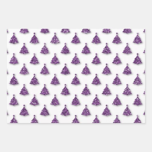 Lila Weihnachtsmuster Geschenkpapier Set (Vorderseite)