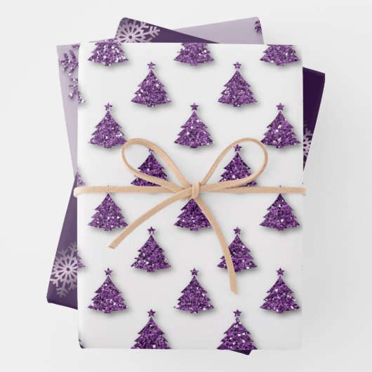 Lila Weihnachtsmuster Geschenkpapier Set (Beispiel)