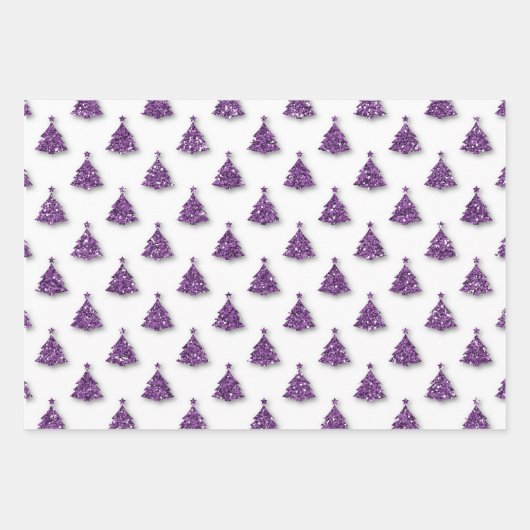 Lila Weihnachtsmuster Geschenkpapier Set (Vorderseite 3)
