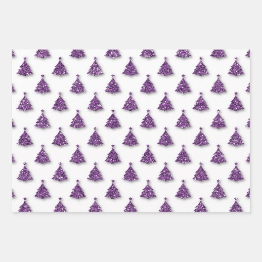 Lila Weihnachtsmuster Geschenkpapier Set (Vorderseite 2)
