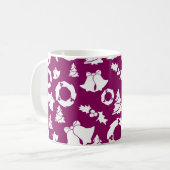 Lila Weihnachtsmuster Kaffeetasse (Vorderseite Links)