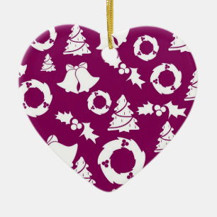 Lila Weihnachtsmuster Keramik Ornament