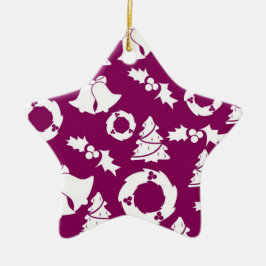 Lila Weihnachtsmuster Keramik Ornament