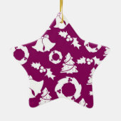 Lila Weihnachtsmuster Keramik Ornament (Hinten)