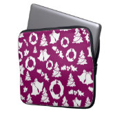 Lila Weihnachtsmuster Laptopschutzhülle (Vorderseite Links)