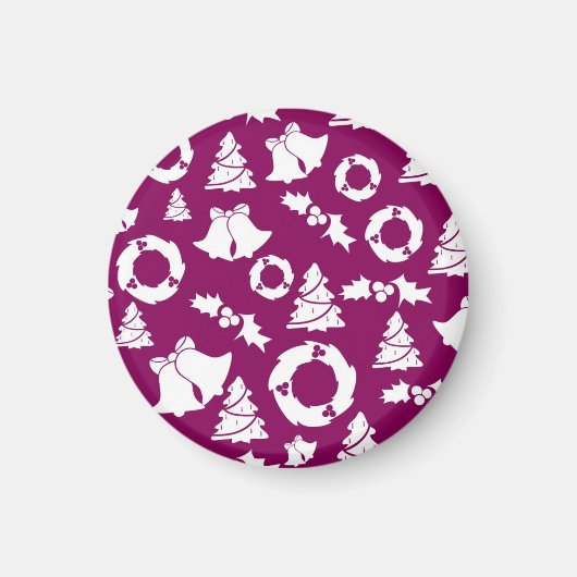 Lila Weihnachtsmuster Magnet (Vorne)