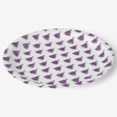 Lila Weihnachtsmuster Pappteller (Schrägansicht)