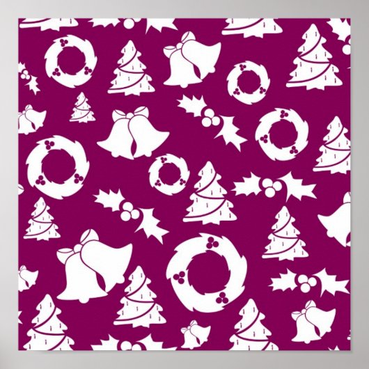 Lila Weihnachtsmuster Poster (Vorne)