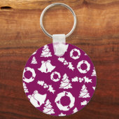Lila Weihnachtsmuster Schlüsselanhänger (Vorderseite)