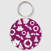 Lila Weihnachtsmuster Schlüsselanhänger (Rückseite)