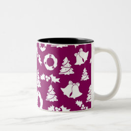 Lila Weihnachtsmuster Zweifarbige Tasse