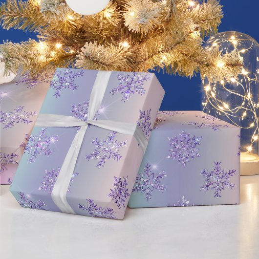 Lila Weihnachtsrosa Snowflake Sparkasse Geschenkpapier (Feiertage)
