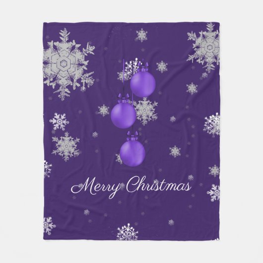 Lila Weihnachtsschmuck Fleece Blanket (Vorderseite)