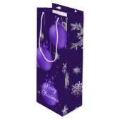 Lila Weihnachtsschmuck Geschenktüte Für Weinflaschen (Vorderseite Schrägansicht)