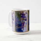 Lila Weihnachtsschmuck Kaffeetasse (Vorderseite Links)