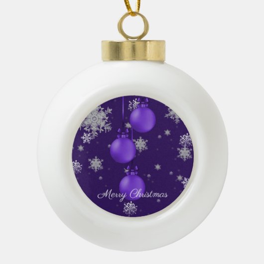 Lila Weihnachtsschmuck Keramik Kugel-Ornament (Vorderseite)