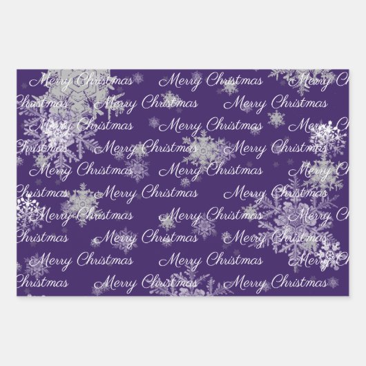 Lila Weihnachtsschmuck-Papierblätter Geschenkpapier Set (Vorderseite 3)