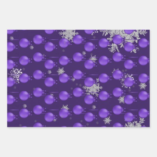 Lila Weihnachtsschmuck-Papierblätter Geschenkpapier Set (Vorderseite 2)
