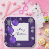 Lila Weihnachtsschmuck Pappteller (Party)