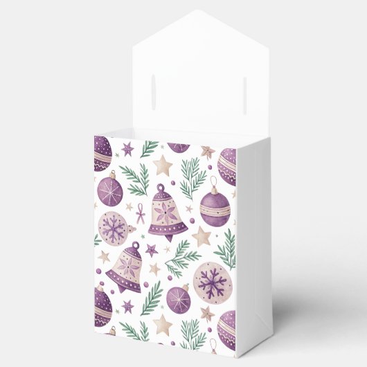 "Lila Weihnachtsschmuck- und Glockengeschenkbox" Geschenkschachtel (Geöffnet)