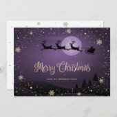 Lila Weihnachtsschnee Weihnachtsschneeflocken Feiertagskarte (Vorne/Hinten)