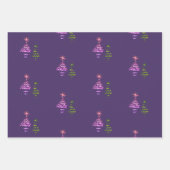 Lila Weihnachtsschneeflocken Star Xmas Tree Geschenkpapier Set (Vorderseite 3)