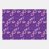 Lila Weihnachtsschneeflocken Star Xmas Tree Geschenkpapier Set (Vorderseite 2)