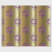 Lila Weihnachtsstars auf Gold Geschenkpapier (Flach)