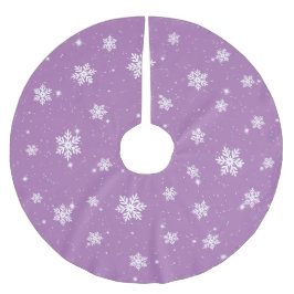 Lila Weihnachtsstars Schneeflocken Wintermuster Polyester Weihnachtsbaumdecke