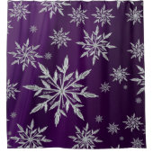 Lila Weihnachtssterne mit weißem Eiskristall Duschvorhang (Vorderseite)