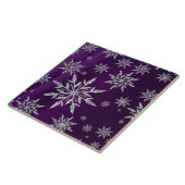 Lila Weihnachtssterne mit weißem Eiskristall Fliese (Seite)