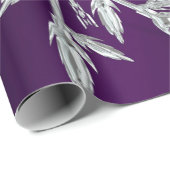 Lila Weihnachtssterne mit weißem Eiskristall Geschenkpapier (Rolleneckpunkt)