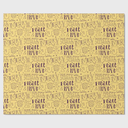 Lila Weihnachtstypografie Geschenkpapier (Flach)