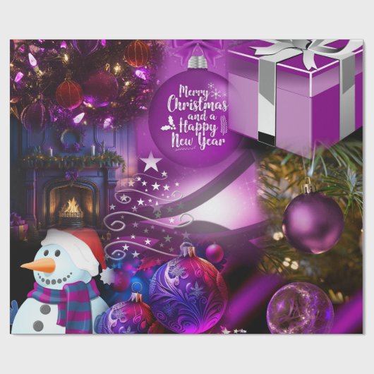 Lila Weihnachtswackelpapier Geschenkpapier (Flach)