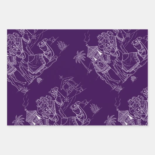 Lila Weihnachtszug, Kamele, Schneemänner Geschenkpapier Set (Vorderseite 3)