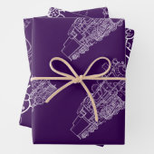 Lila Weihnachtszug, Kamele, Schneemänner Geschenkpapier Set (Beispiel)