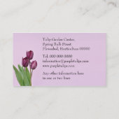 Lila Wein farbige Tulpen Visitenkarte (Rückseite)
