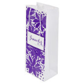 Lila Wein Personalisierte Blumenbeutel Geschenktüte Für Weinflaschen (Vorderseite Schrägansicht)