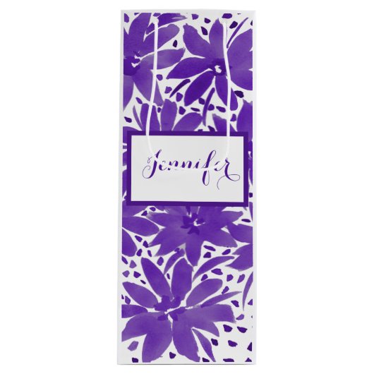 Lila Wein Personalisierte Blumenbeutel Geschenktüte Für Weinflaschen (Vorderseite)